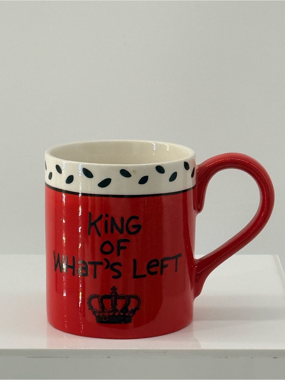 Red Ceramic 'King of What's Left' Coffee Mug